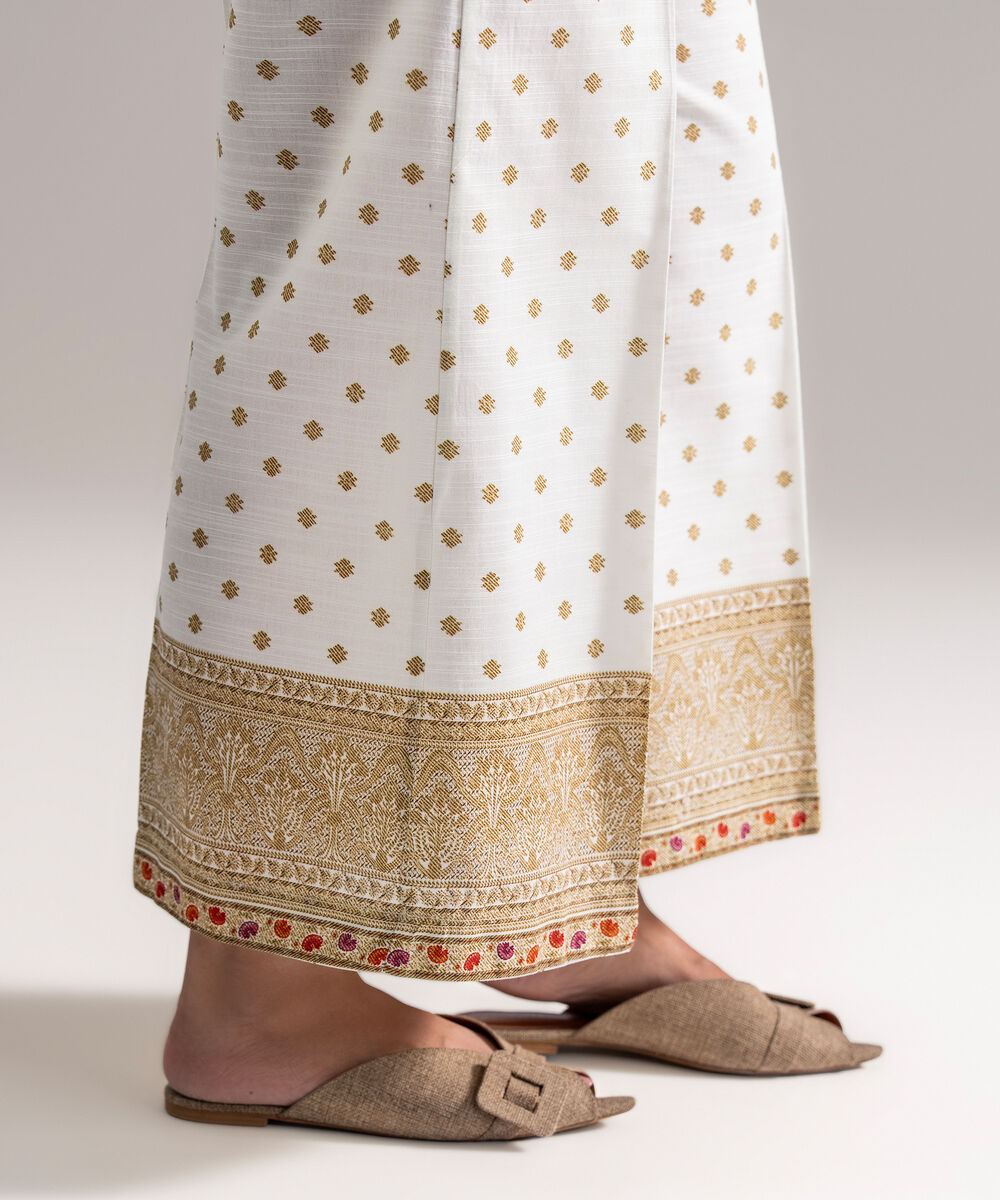 Women's RTW Khaddar Printed White Farshi Shalwar