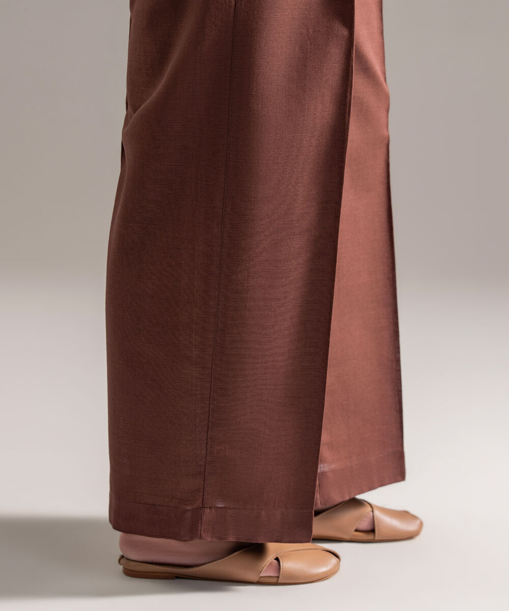 Women's RTW Khaddar Solid Brown Culottes