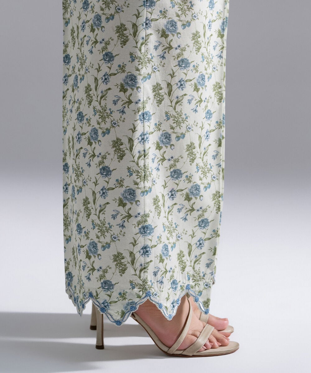 Women's RTW Cambric Embroidered Mint Green Culottes
