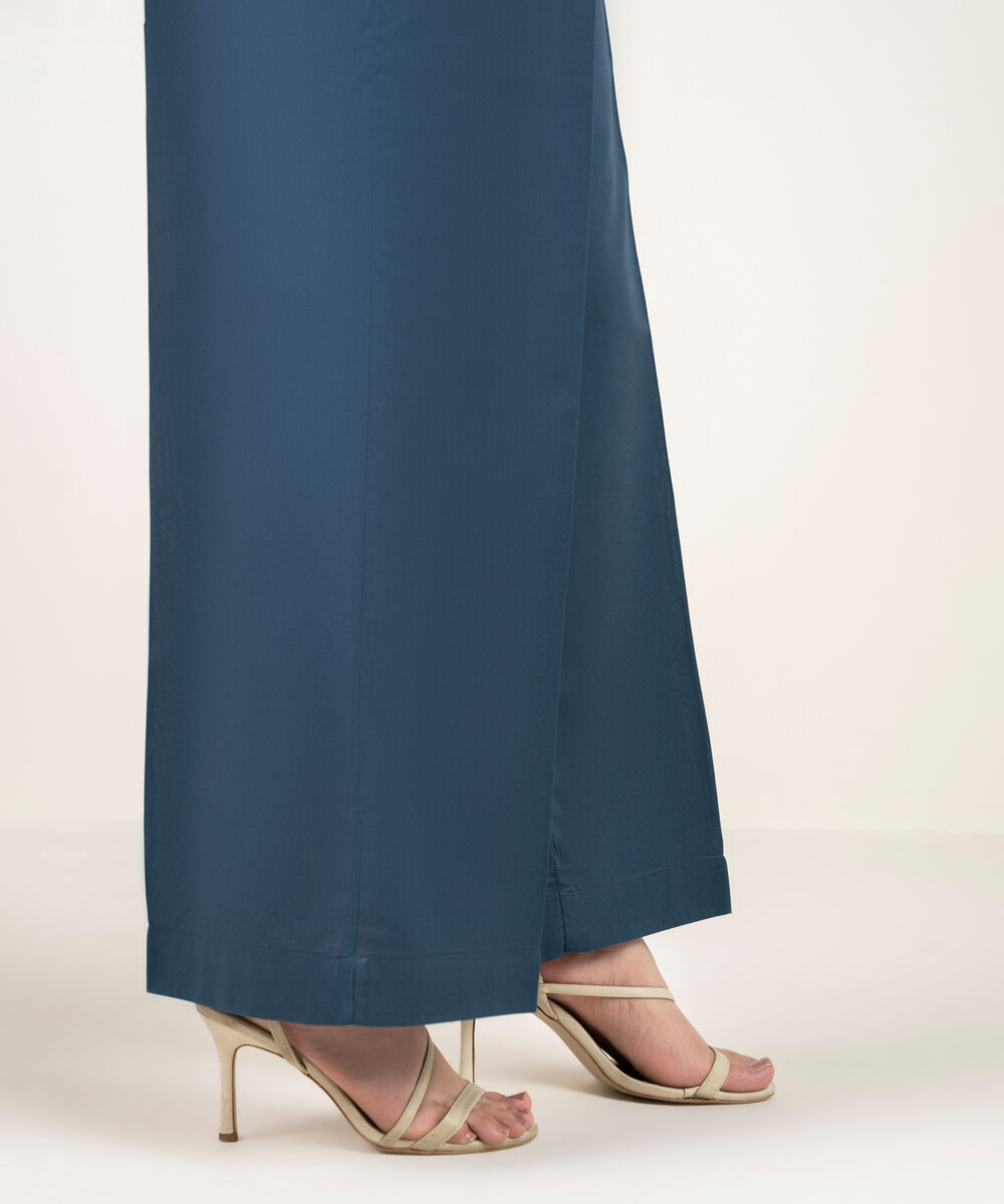 Women's RTW Cambric Solid Blue Culottes