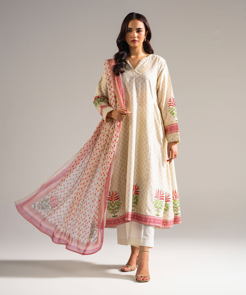 Chiffon Printed Beige Dupatta