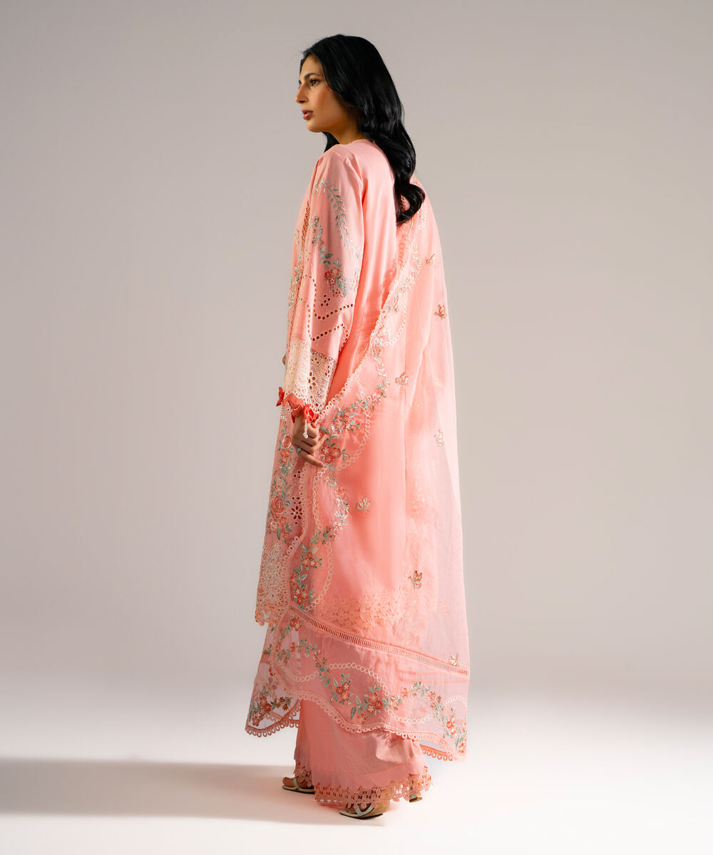 Women's RTW Crosshatch Embroidered Pink 3 Piece Suit