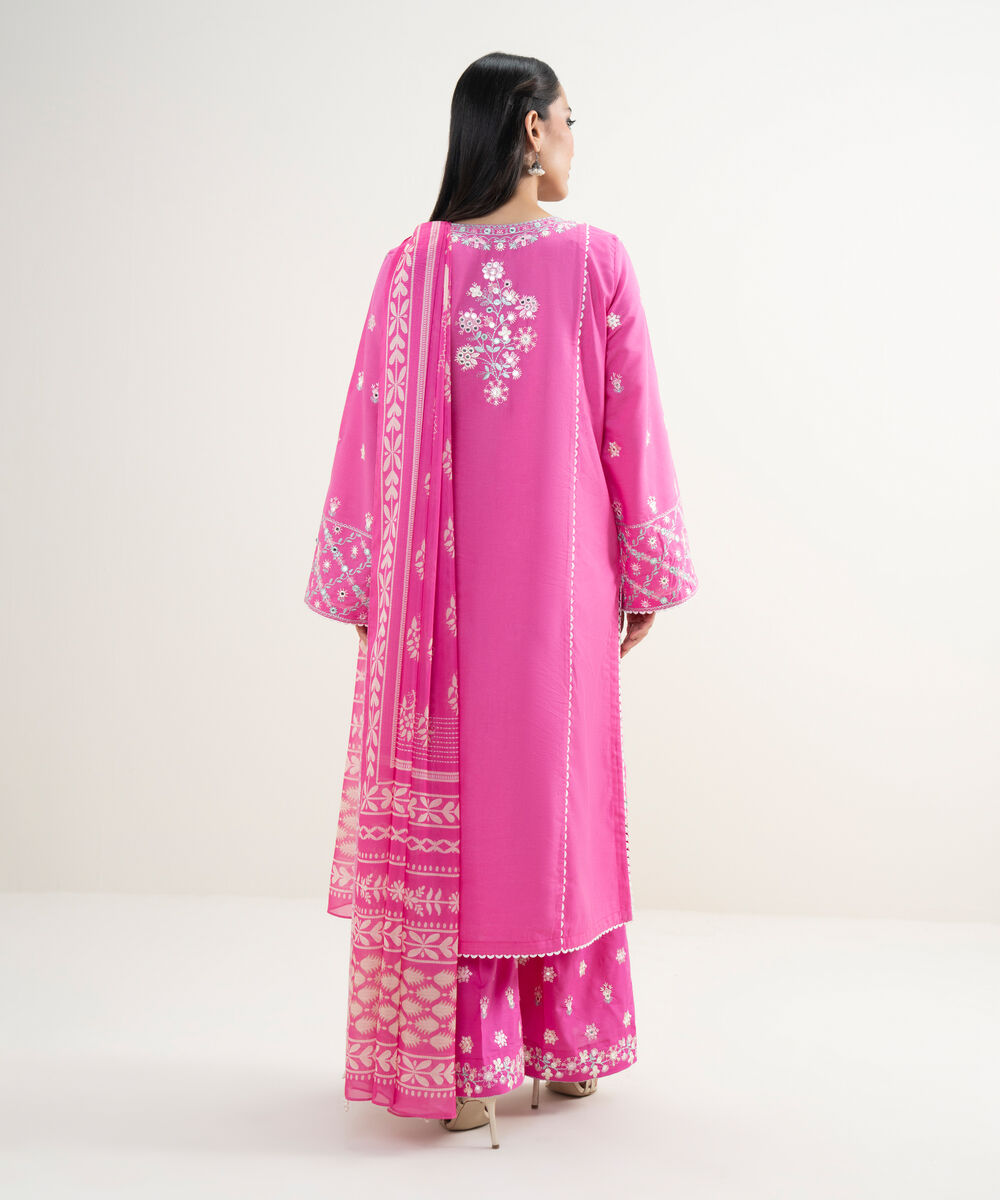 Women's RTW Zari Lawn Embroidered Pink 3 Piece Suit