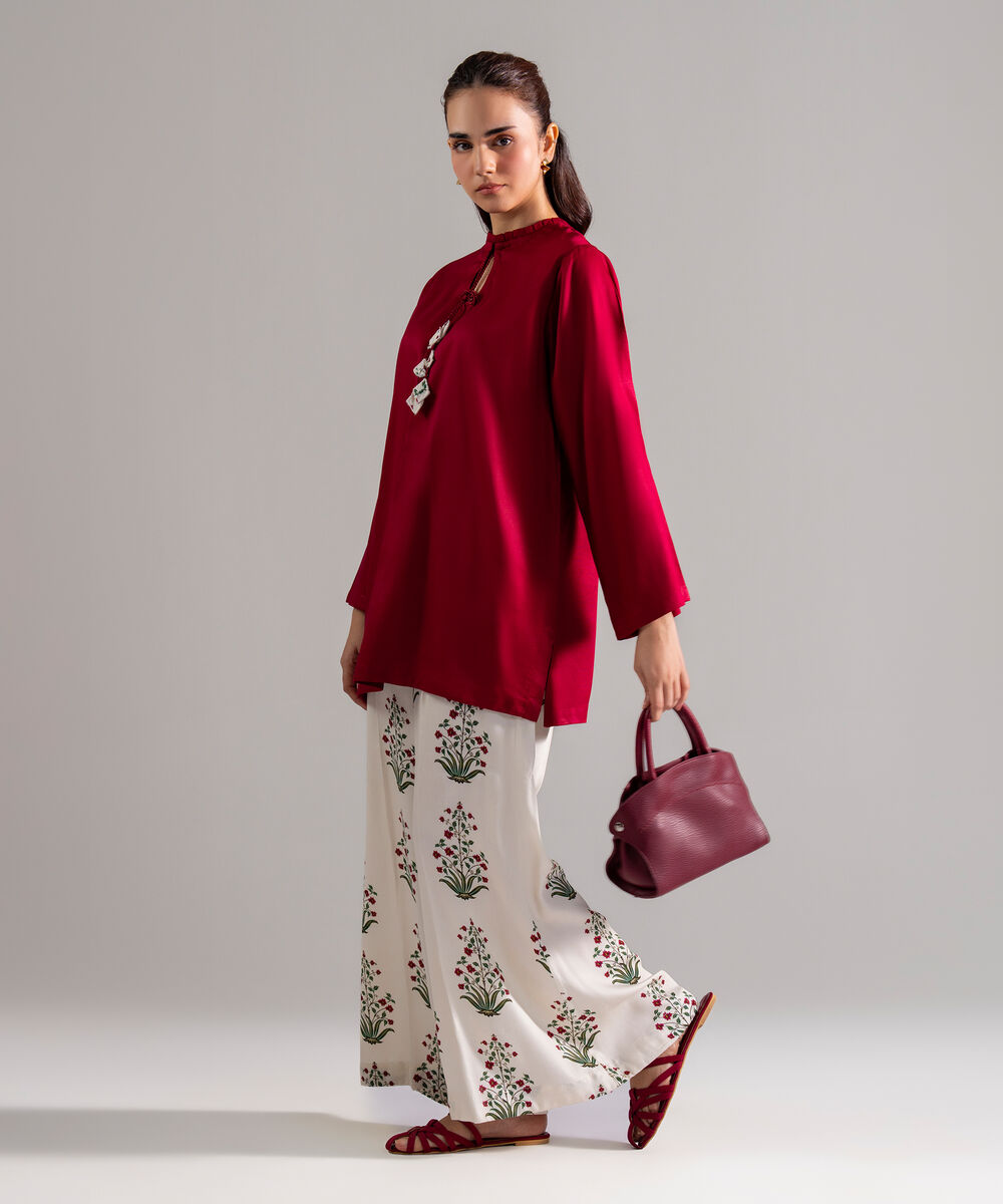 Women's RTW Bedford Solid Red Straight Shirt