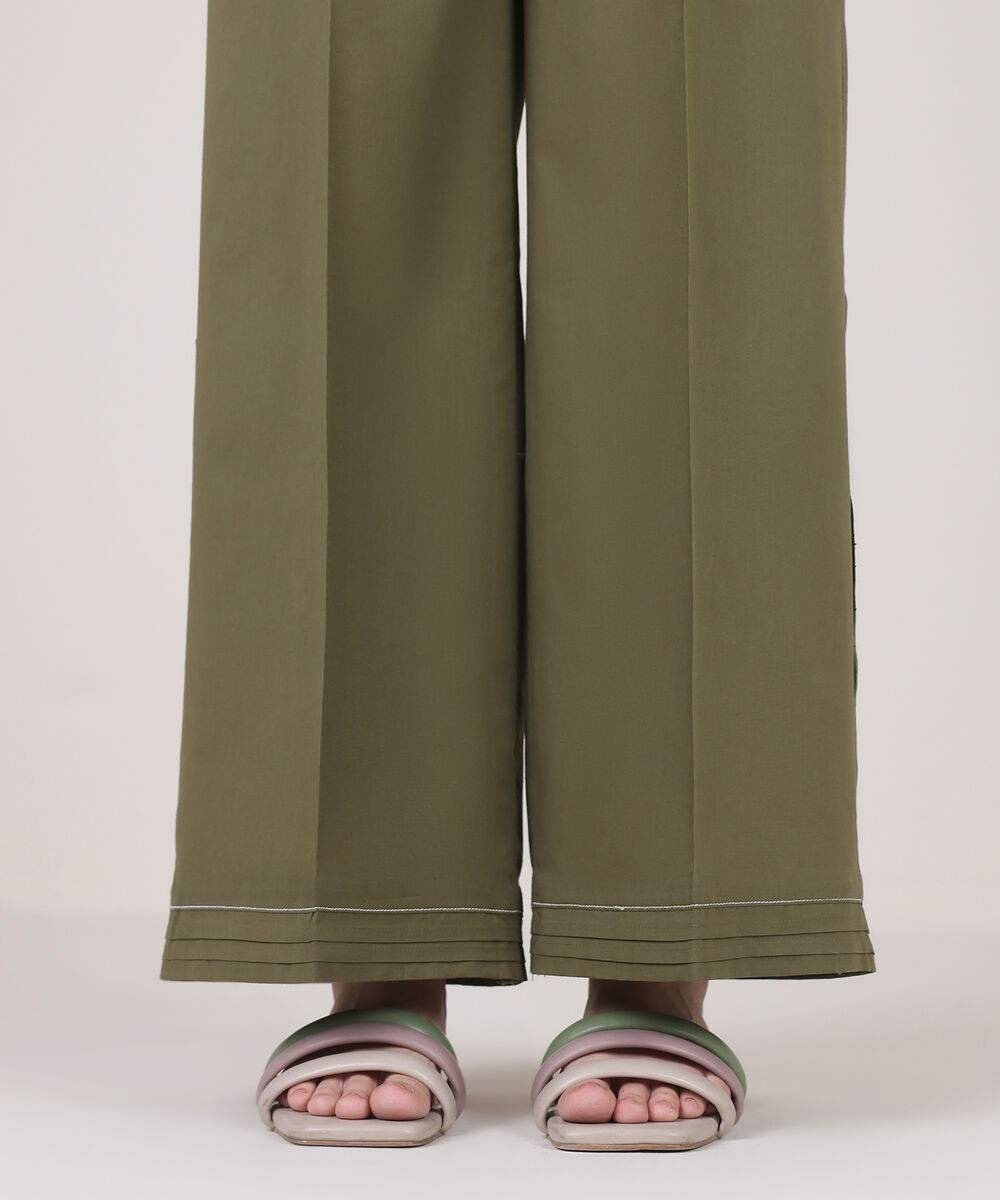 Women's RTW Cambric Green Solid Culottes