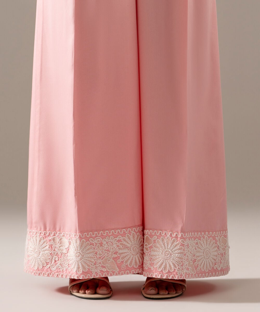 Women's RTW Viscose Marina Solid Pink Flared Pants