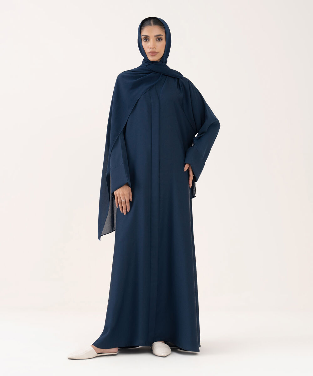 Women's Blue Polyester Abaya