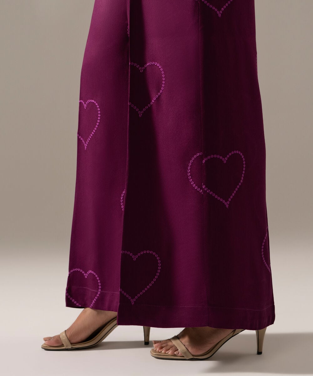 Women's RTW Bedford Solid Purple Flared Pants