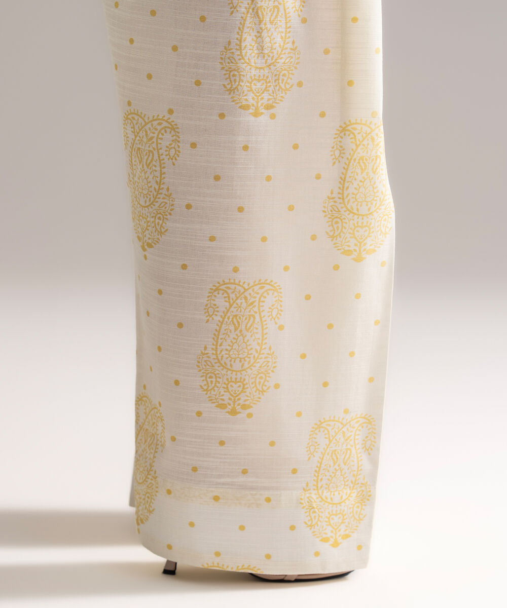 Women's RTW Khaddar Printed Off White Farshi Shalwar