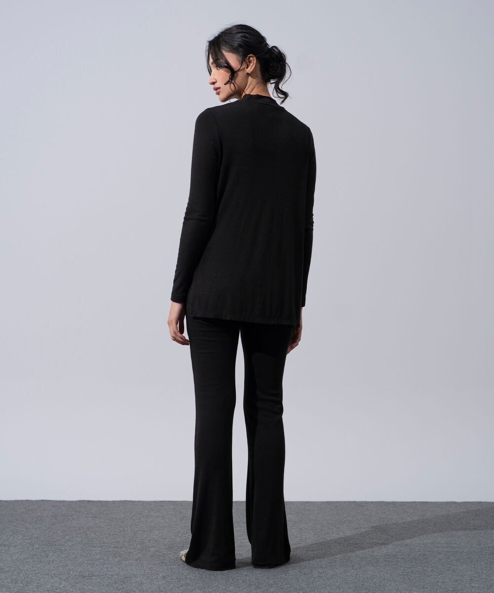 Women's Western Wear Black Mock-Neck Knit Jumper