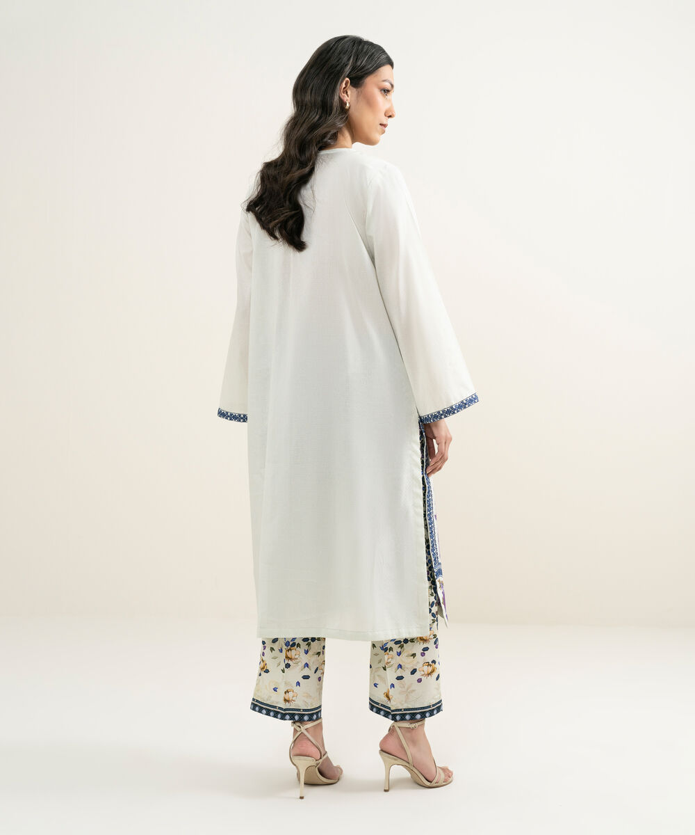 Women's RTW Dobby Embroidered Mint Green A-Line Shirt