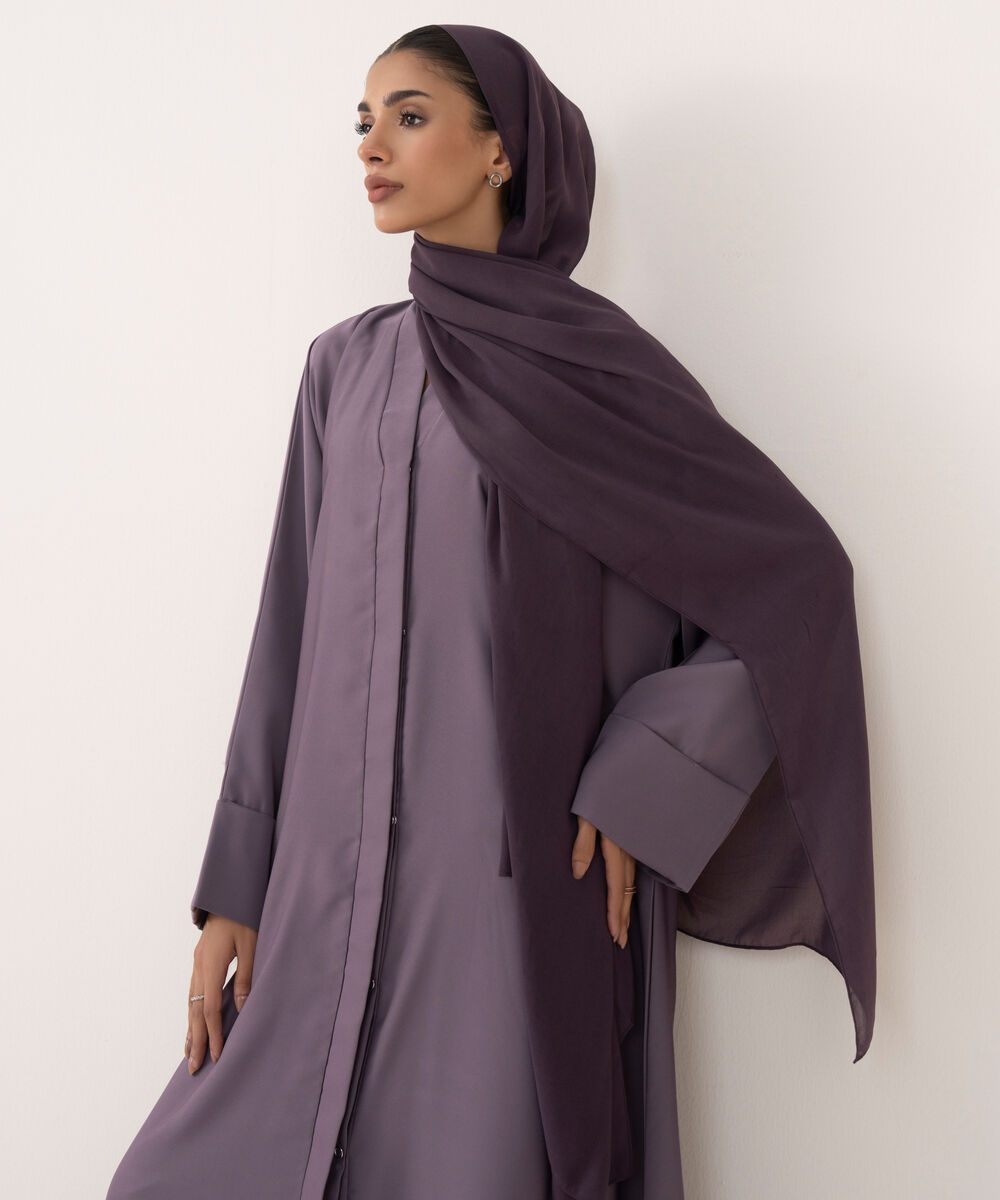 Women's Mauve Polyester Abaya