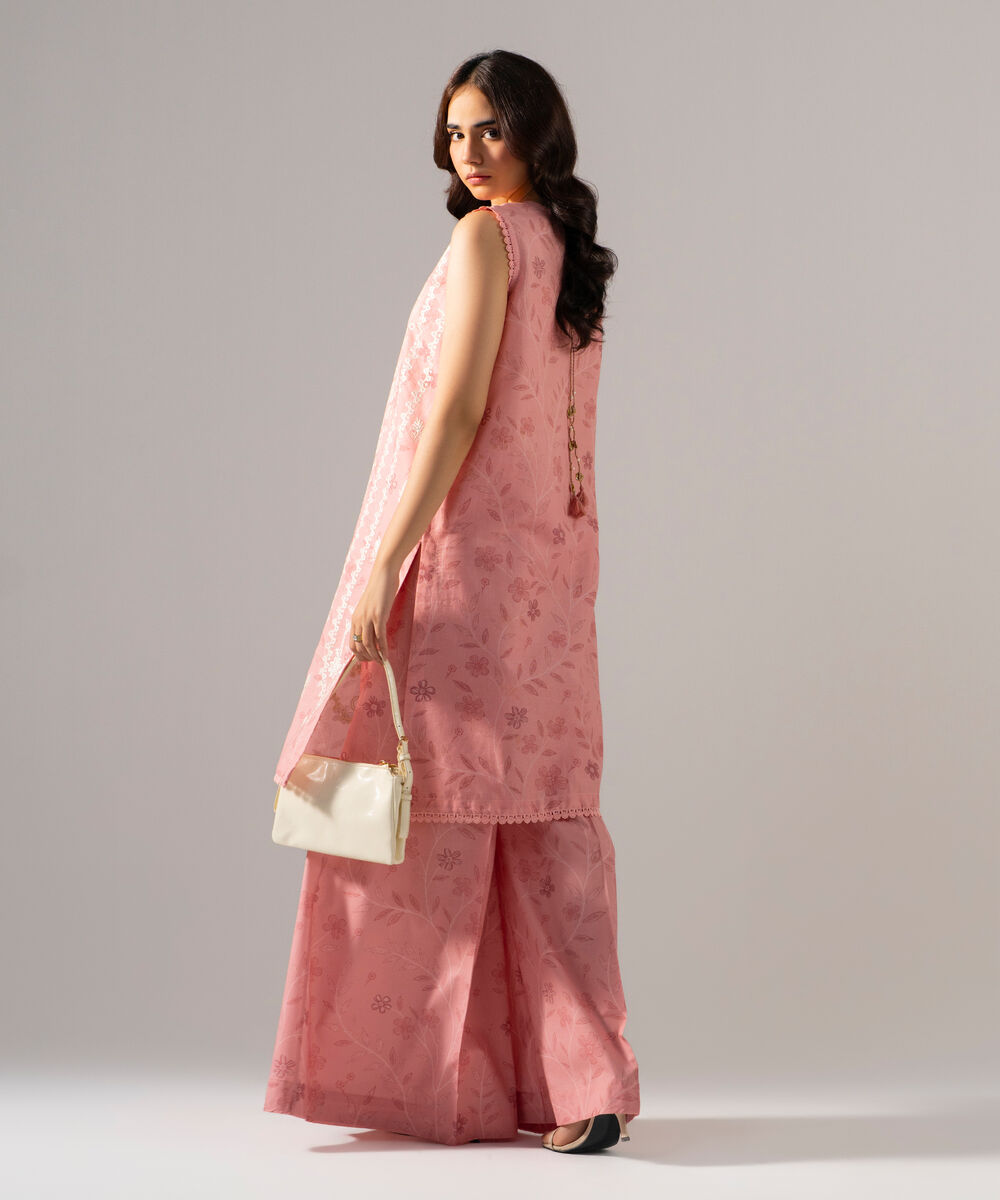 Women's RTW Fancy Khaddar Printed Embroidered Pink 2 Piece Suit