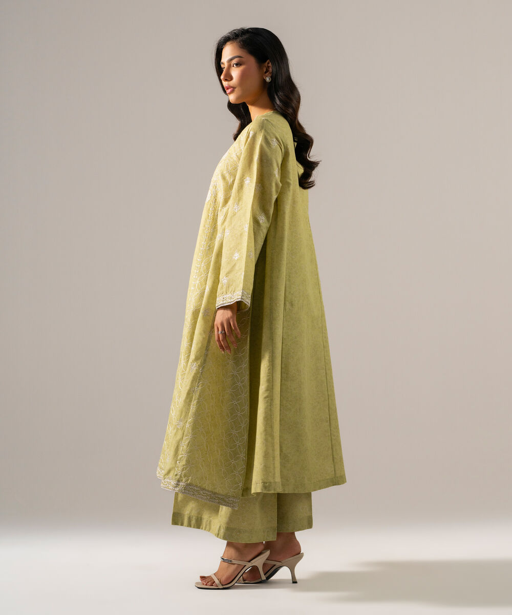 Women's RTW Fancy Khaddar Printed Embroidered Green 2 Piece Suit
