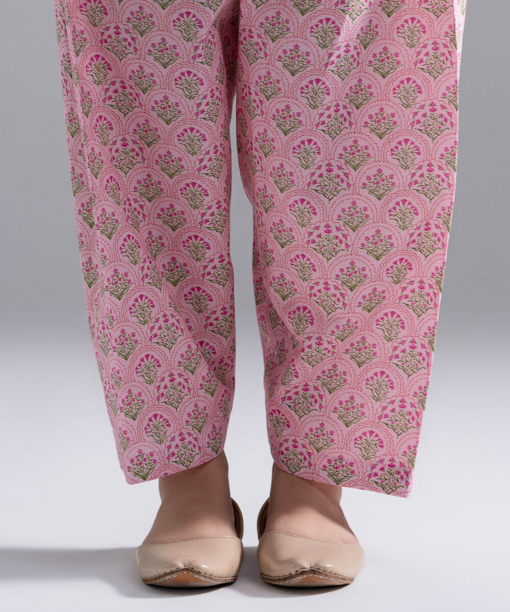 Women's RTW Cambric Printed Pink Shalwar