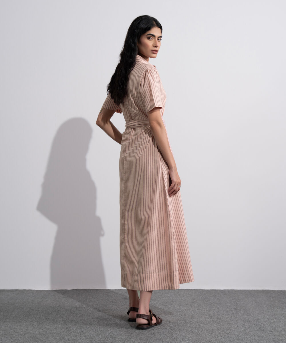 Women's Multi Linen Blend Striped Dress