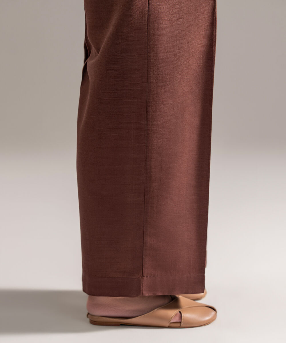Women's RTW Khaddar Solid Brown Culottes
