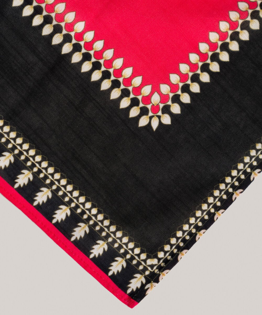 Women's RTW Printed Black Khaddar Dupatta