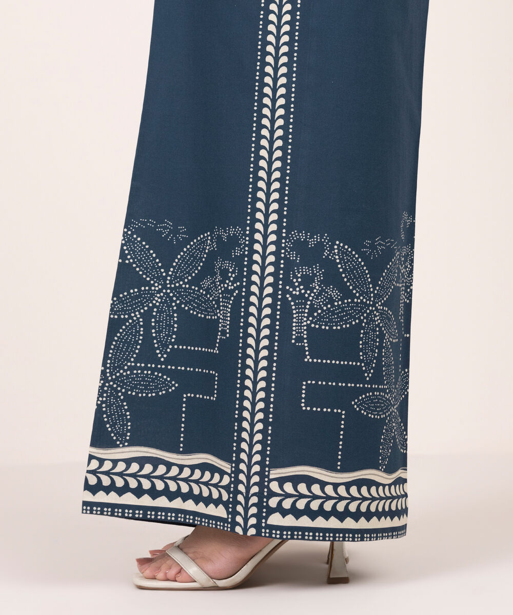 Women's RTW Lawn Printed Blue Culottes