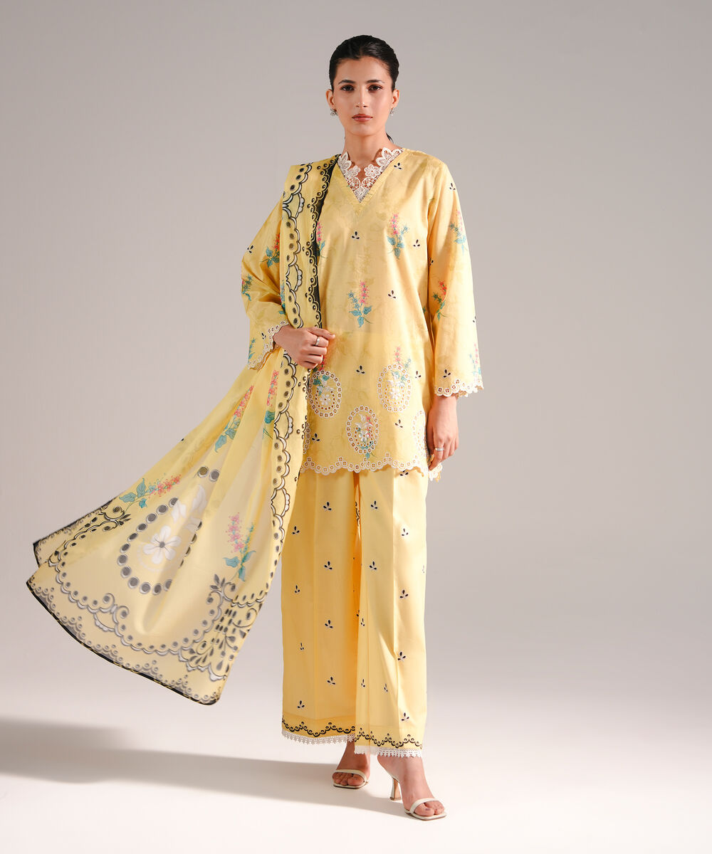 Lawn Printed Yellow Dupatta
