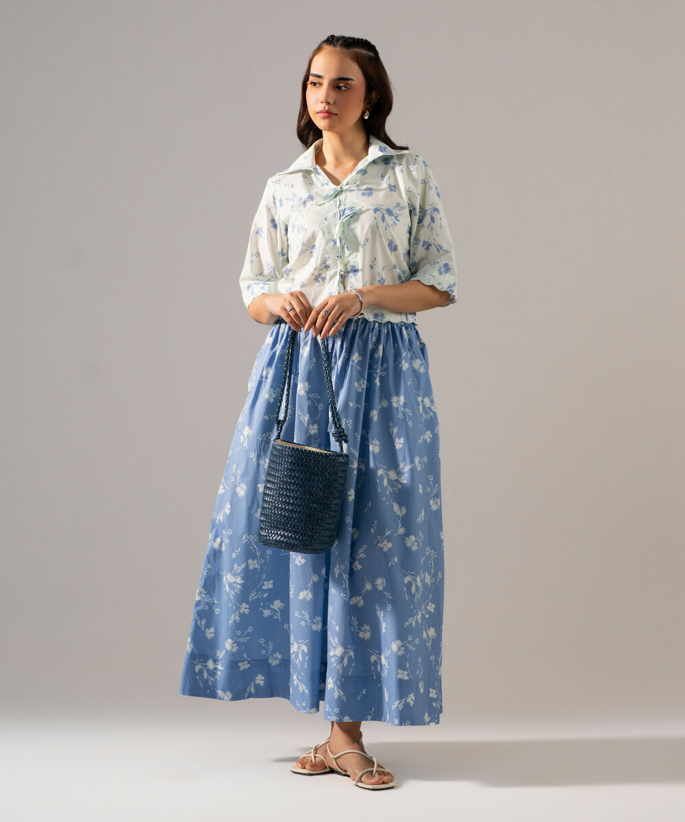 Women's RTW Poplin Printed White Top