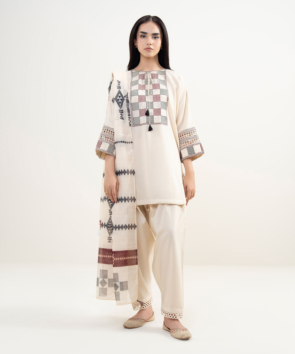 Manaar Printed Off White Dupatta