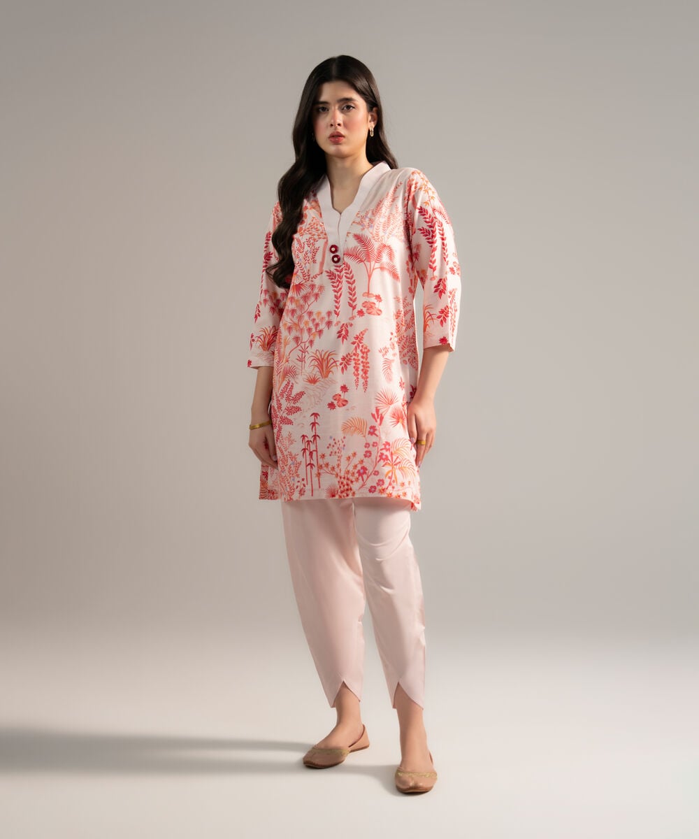 Women's RTW Lawn Printed Pink 2 Piece Suit