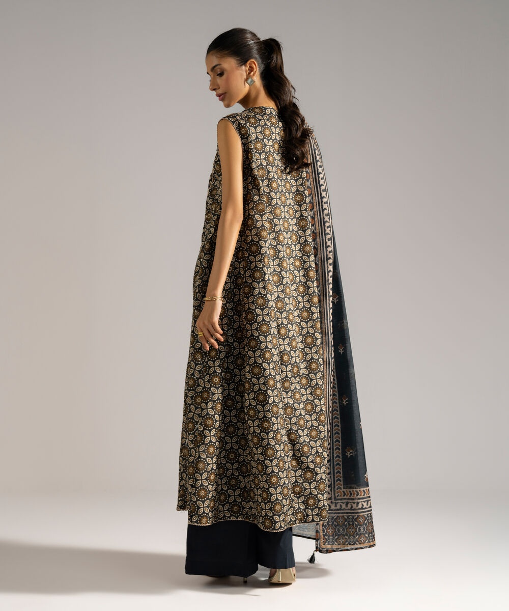 Women's RTW Lawn Embroidered Black 3 Piece Suit