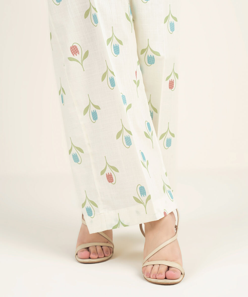 Women's RTW Crosshatch Printed Off White Culottes