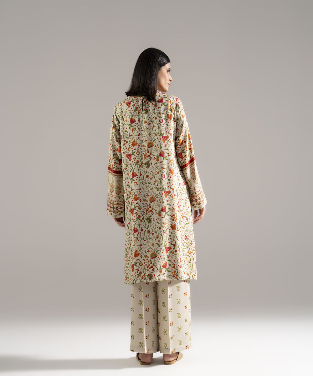 Women's RTW Bedford Printed Beige 2 Piece Suit