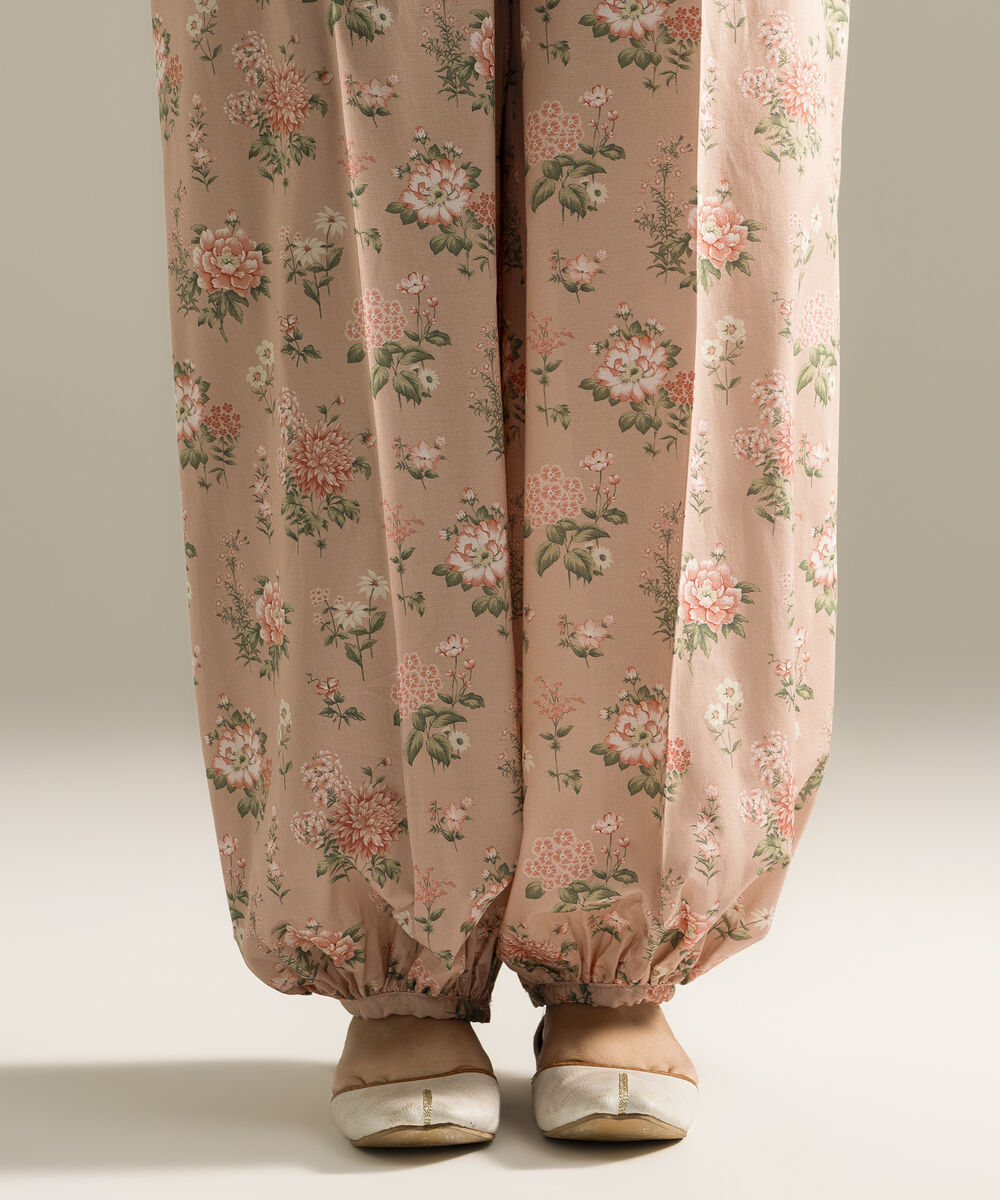 Women's RTW Cambric Printed Pink Balloon Pants