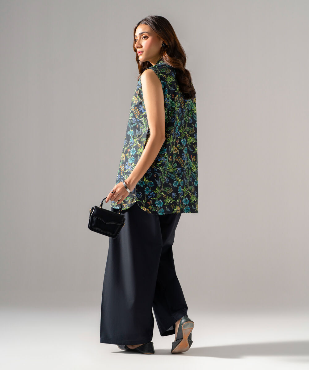 Women's RTW Regular Khaddar Printed Black Shirt and Trousers