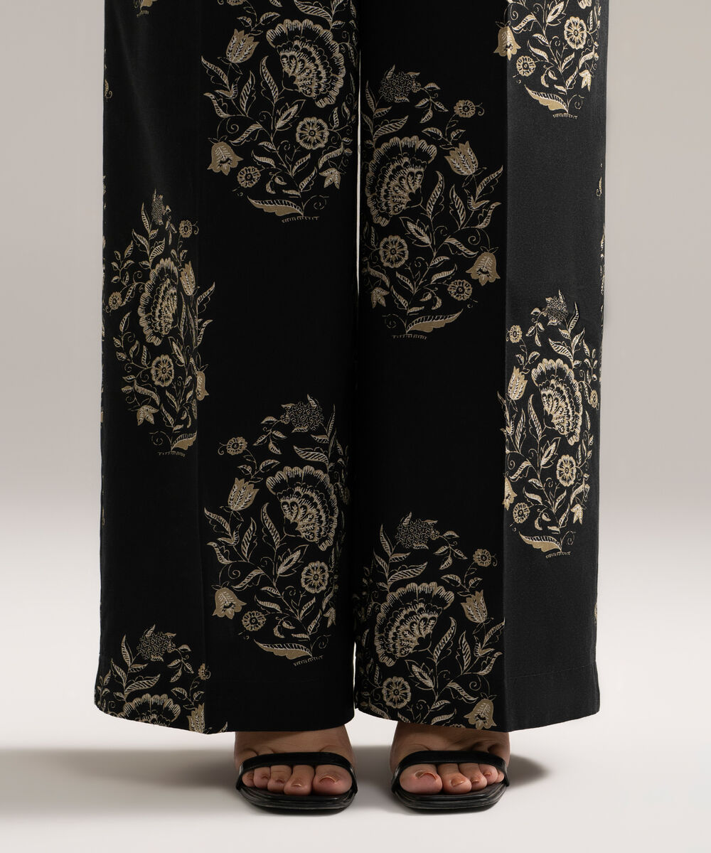 Women's RTW Cambric Printed Black Culottes