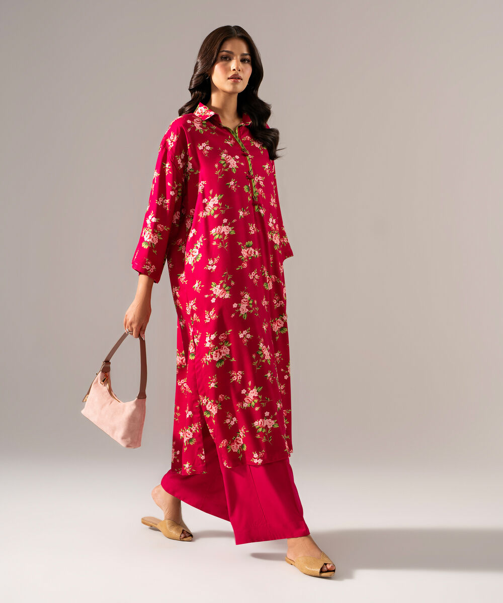 Women's RTW Viscose Marina Printed Pink 2 Piece Suit