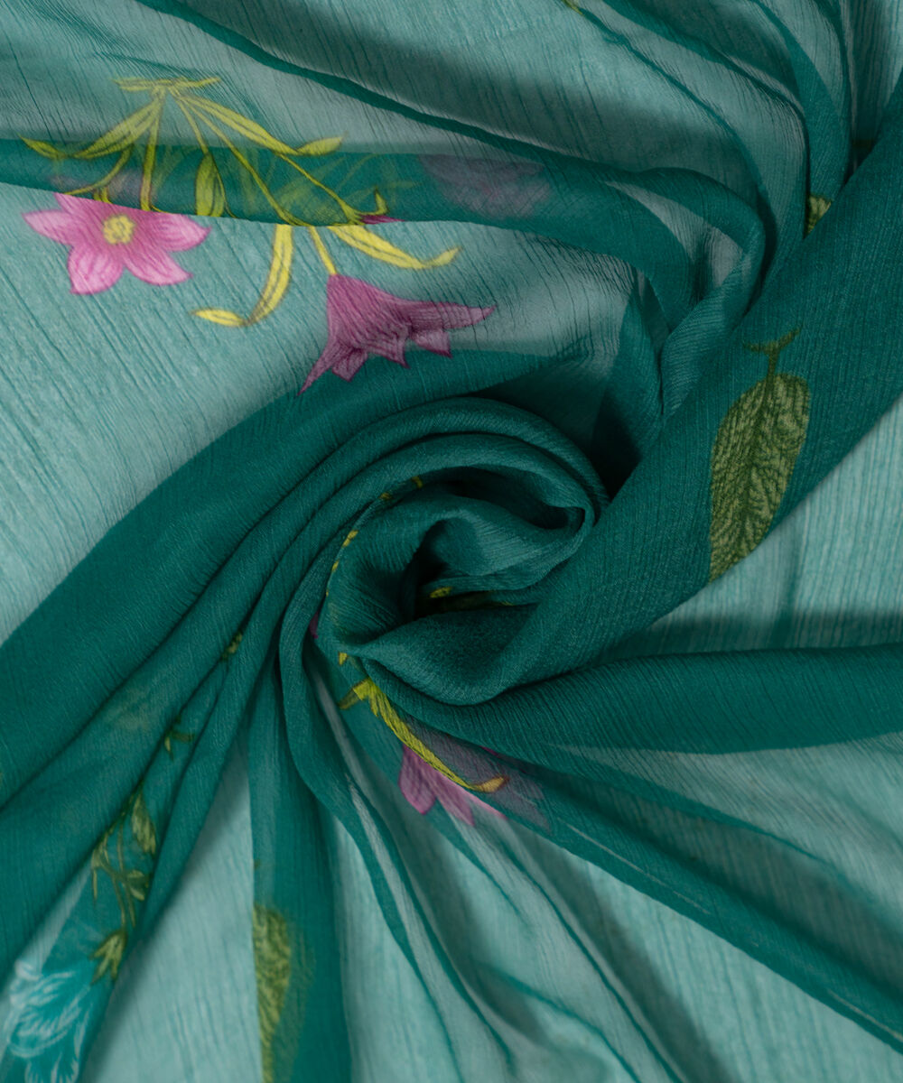 Chiffon Printed Green Dupatta