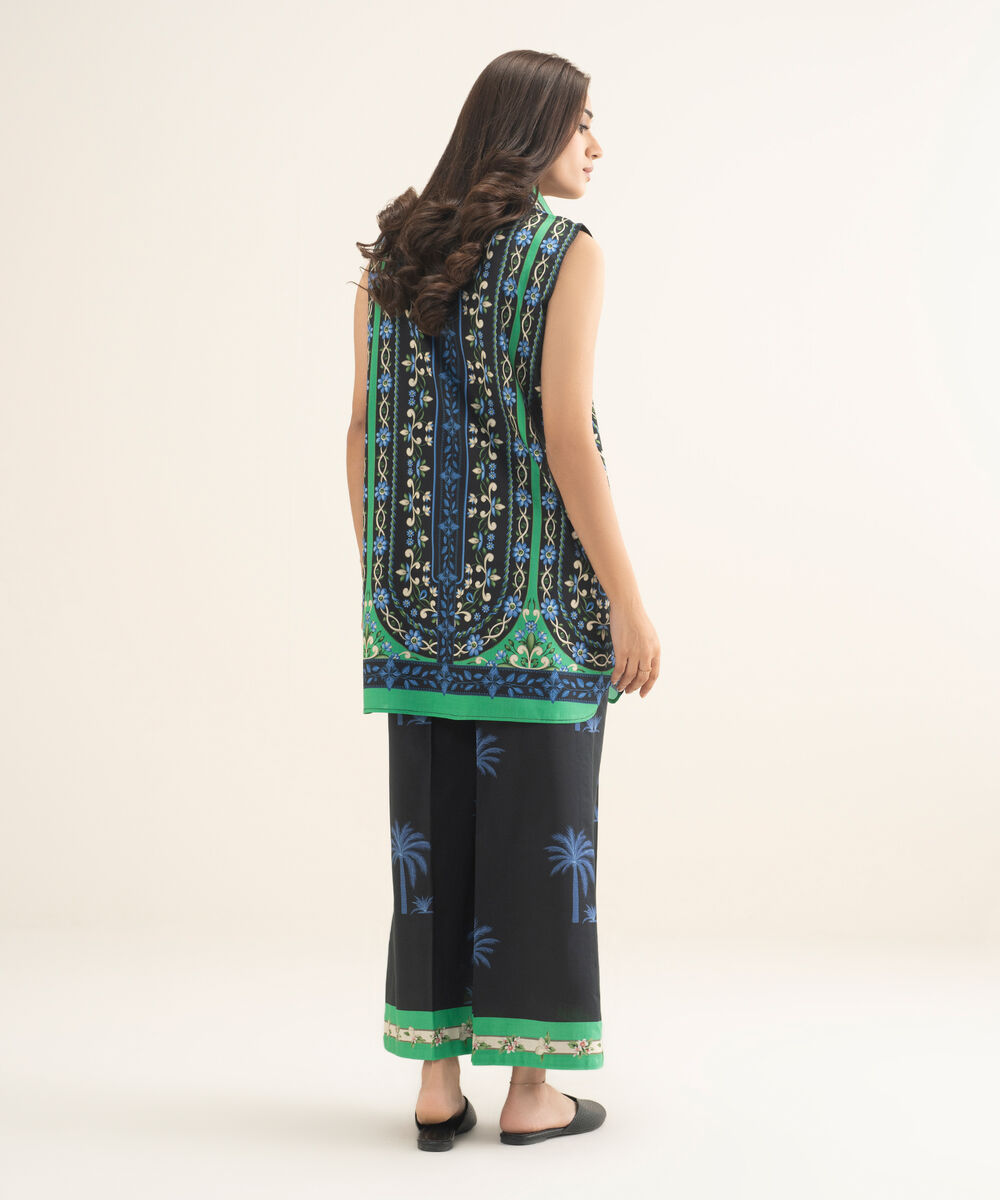 Women's RTW Cotton Viscose Printed Black Straight Shirt