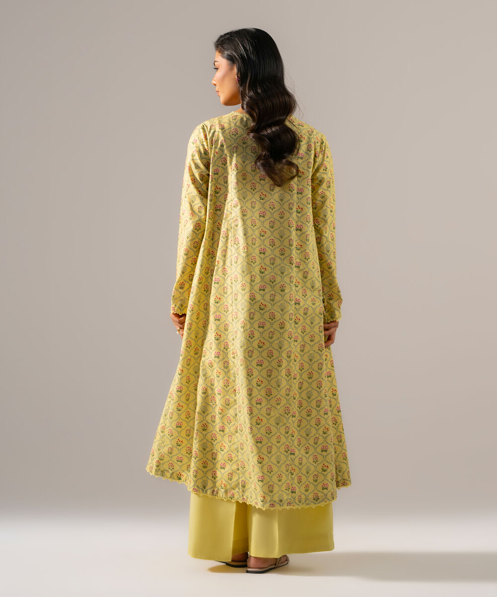 Women's RTW Regular Khaddar Printed Pale Yellow Shirt and Trousers