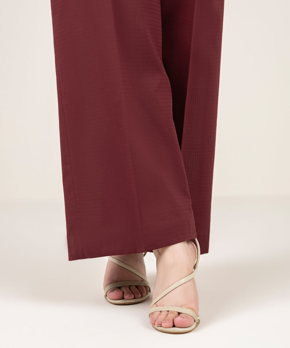 Women's RTW Dobby Solid Red Culottes