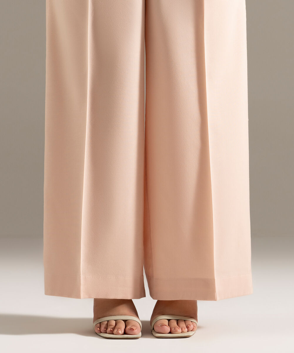 Women's RTW Cotton Viscose Solid Peach Culottes