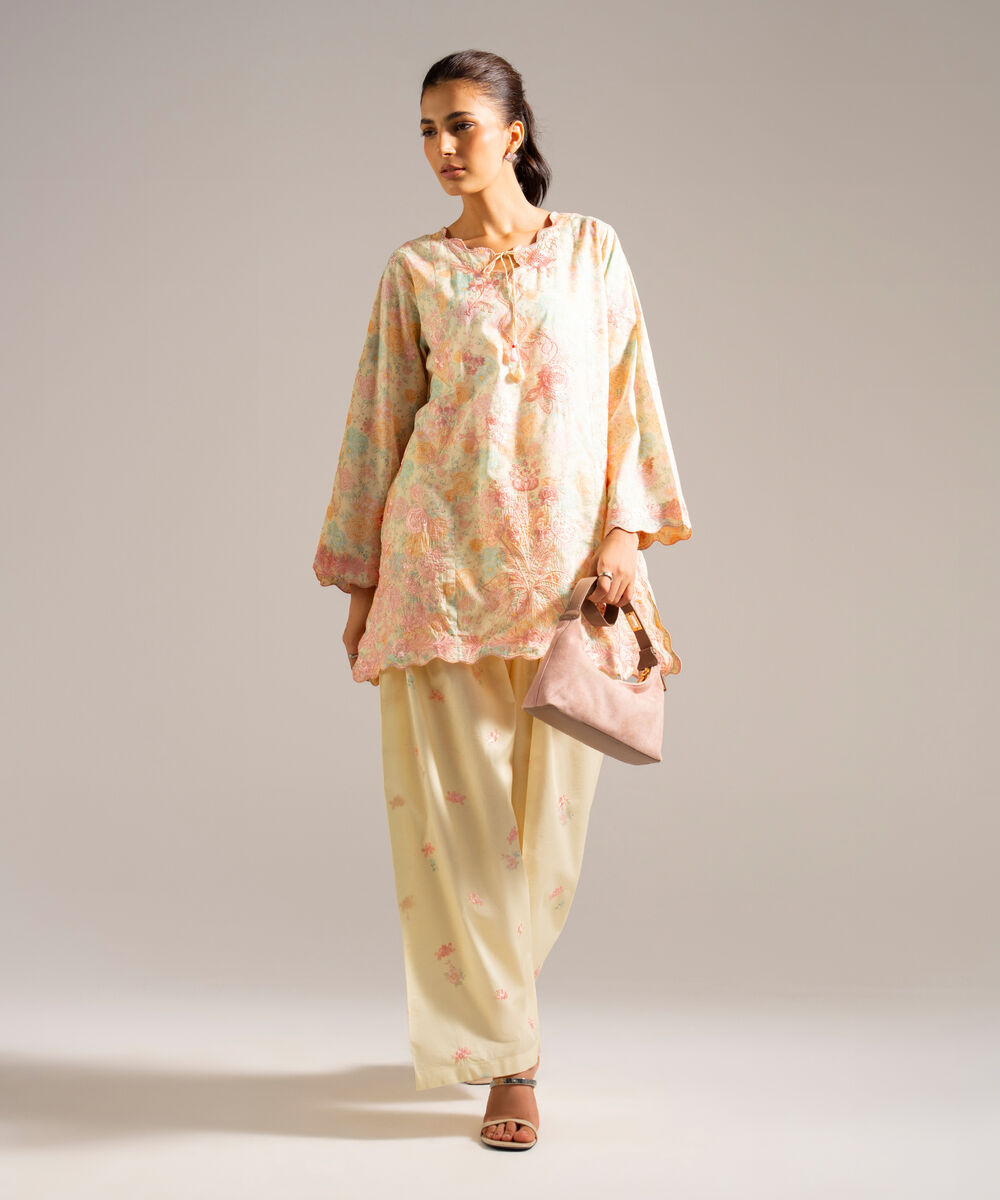 Women's RTW Lawn Embroidered Yellow 2 Piece Suit