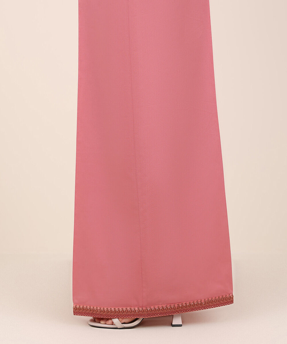 Women's RTW Cambric Pink Embroidered Flared Pants