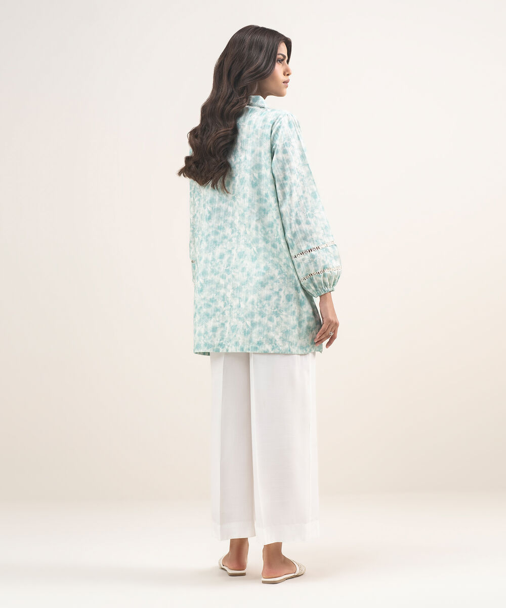 Women's RTW Leno Kara Embroidered Blue Straight Shirt