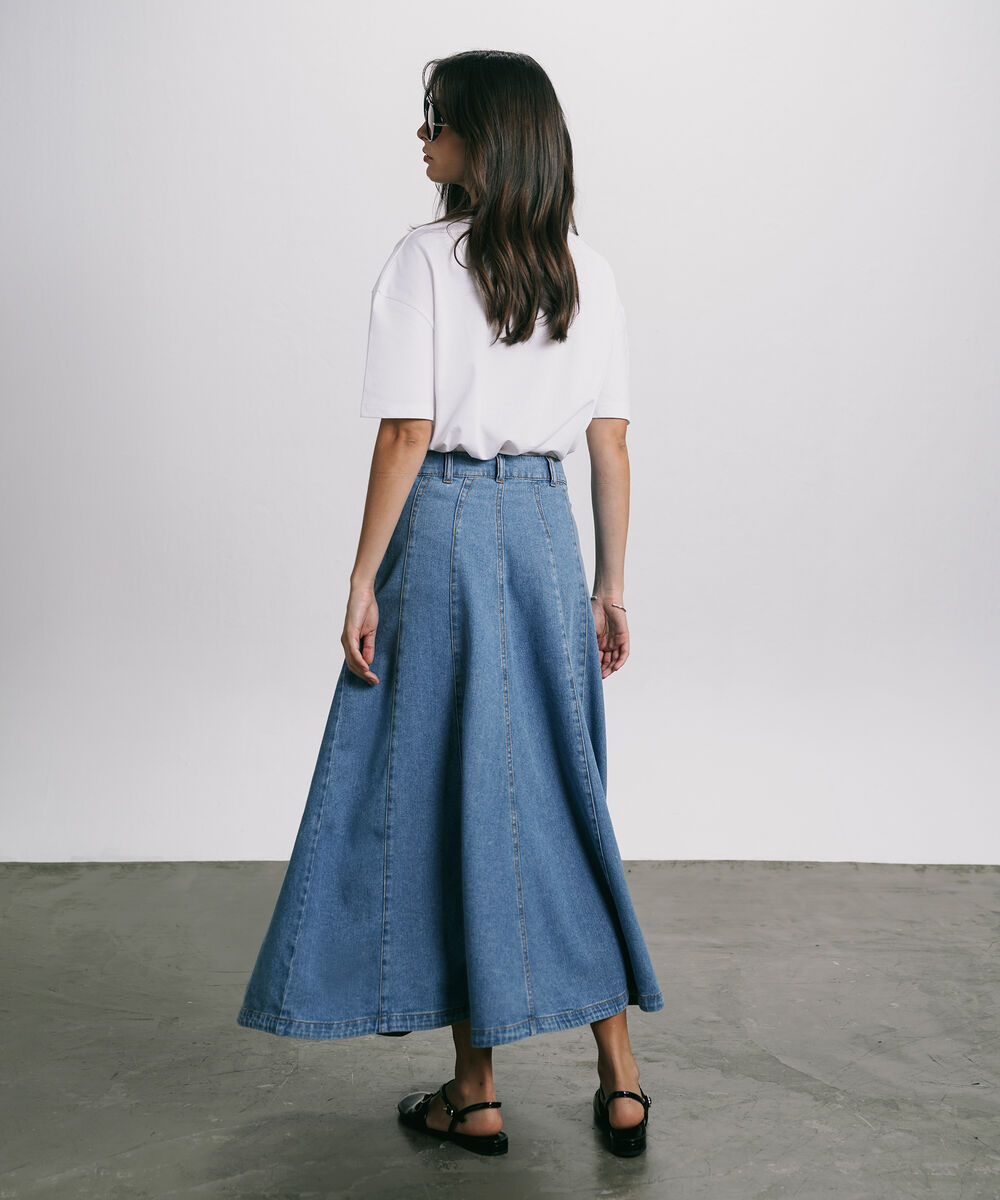 Women's Western Wear Light Wash Panelled Denim Skirt