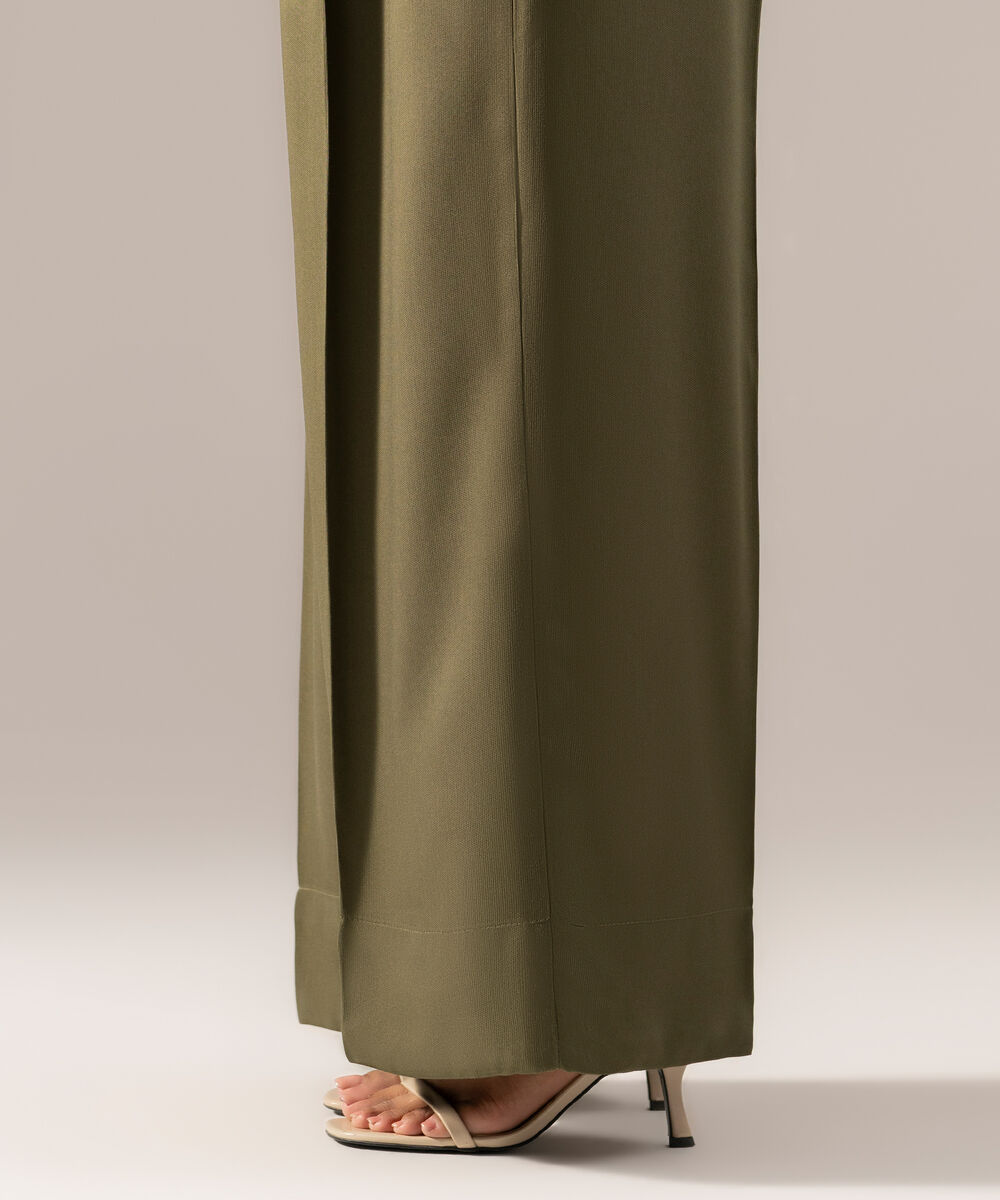Women's RTW Solid Olive Green Bedford Culottes