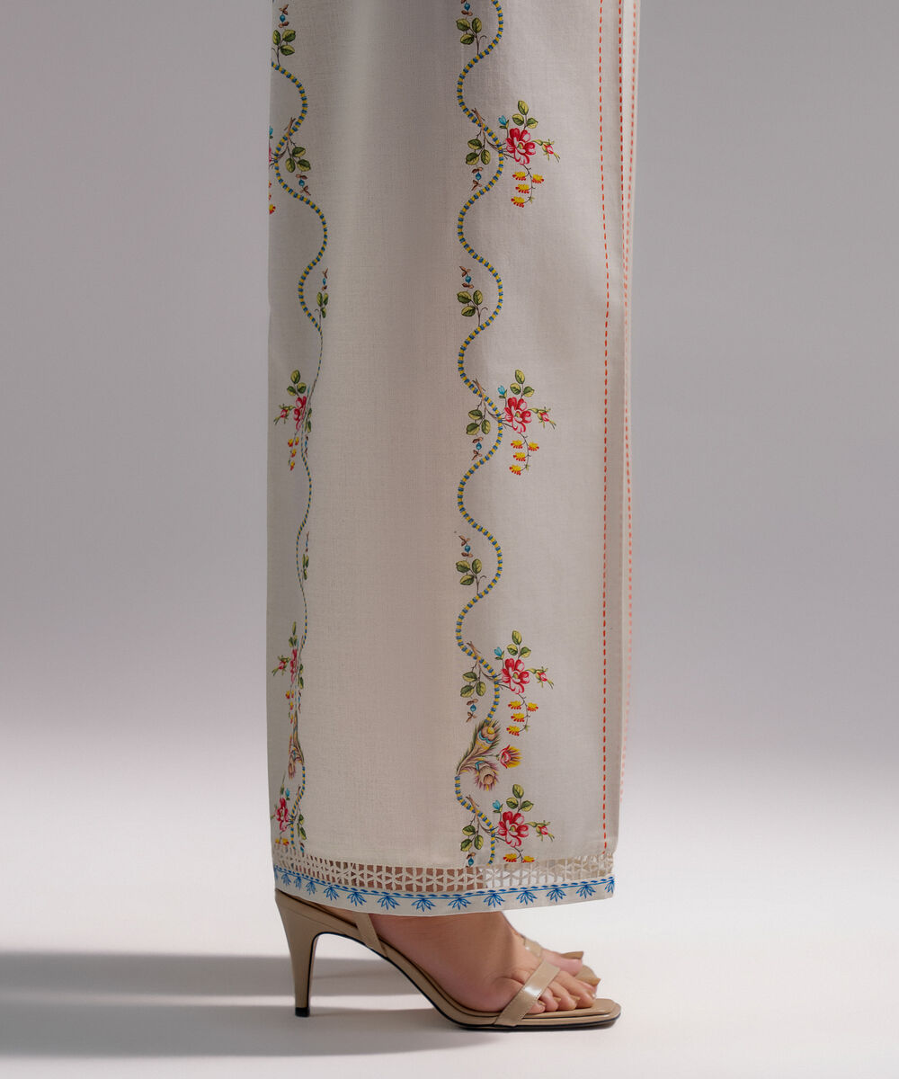 Women's RTW Cambric Printed White Culottes