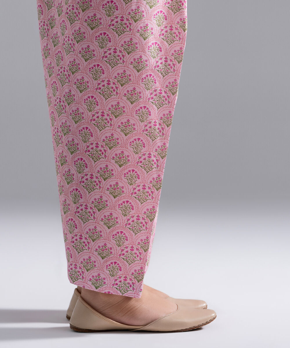 Women's RTW Cambric Printed Pink Shalwar