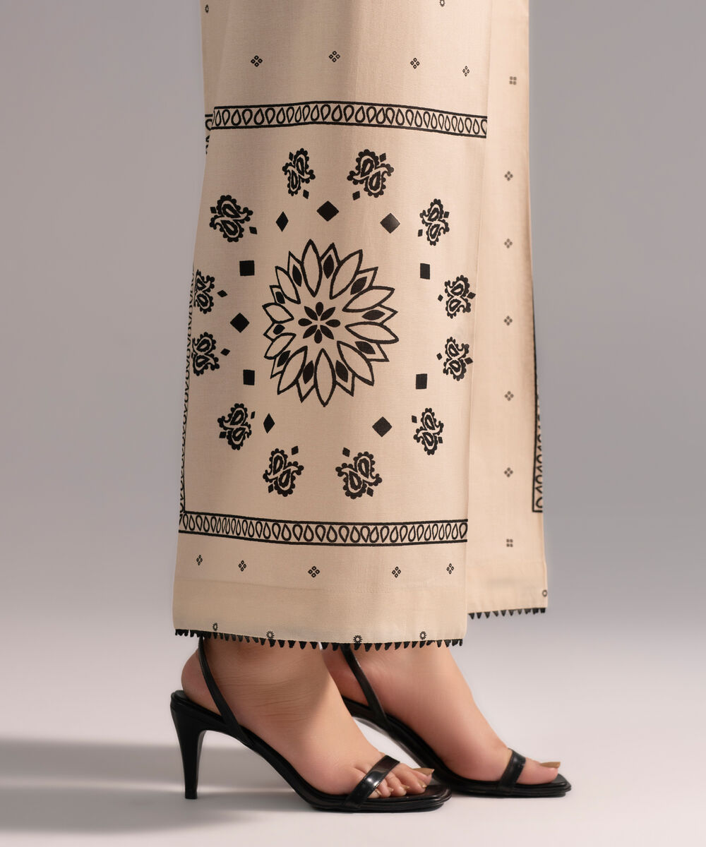 Women's RTW Cambric Printed Beige Culottes