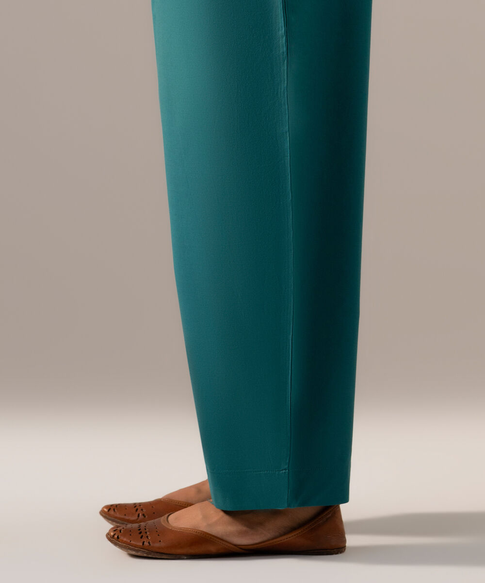 Women's RTW Cambric Solid Teal Regular Shalwar