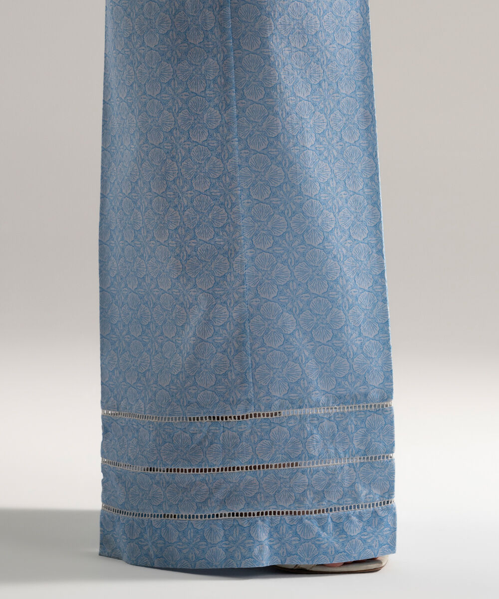 Women's RTW Dobby Printed Blue Culottes