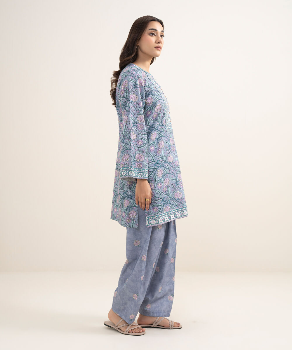 Women's RTW Dobby Embroidered Lilac 2 Piece Suit
